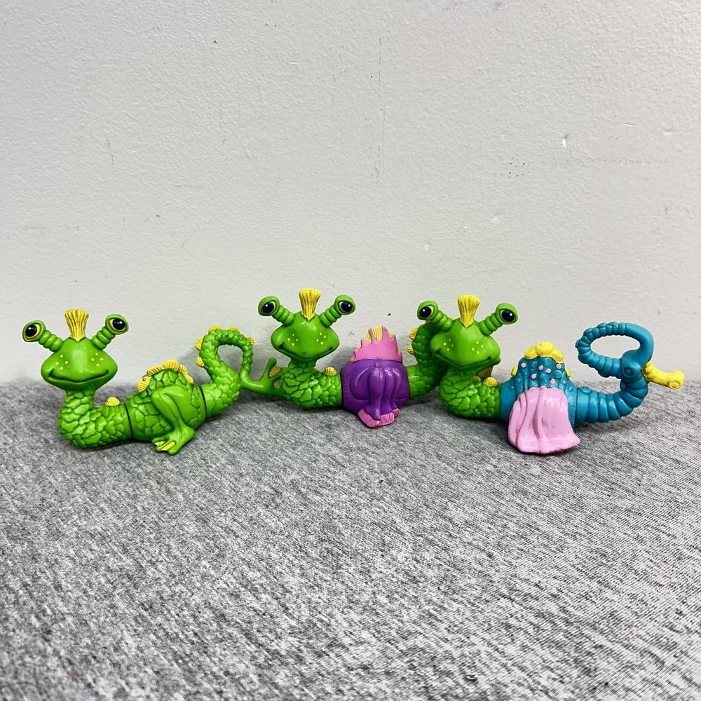 Current Inc Sea Dragon Serpent Figure Lot Of 3 Green Purple Blue Toys Plastic